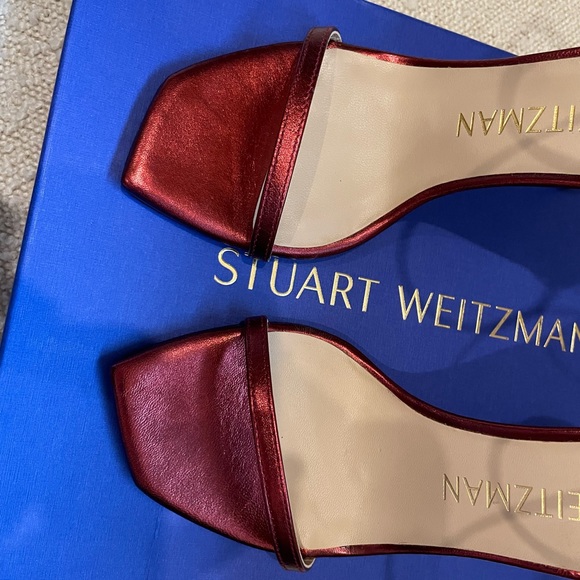 NEW Stuart Weitzman Nudistcurve Nudist Sandal Pump Red Metallic Leather Size 7 - Picture 10 of 13